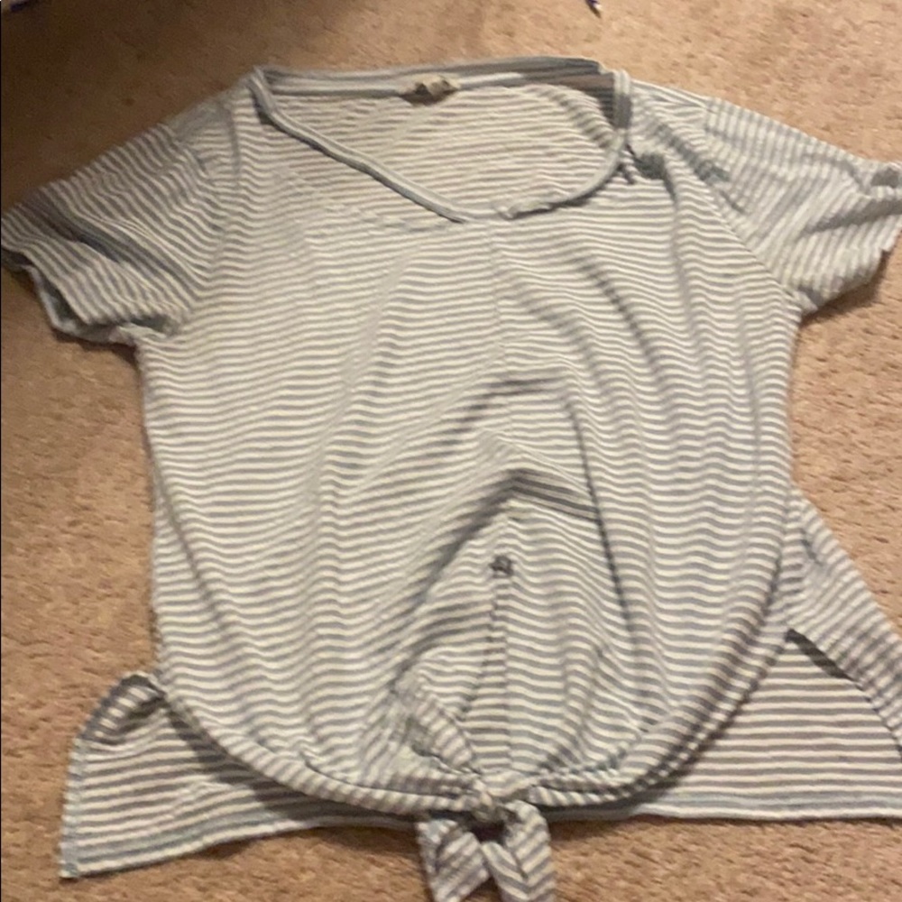 blue and white stripped shirt